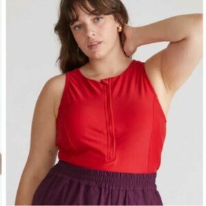 Universal Standard Swim NET The Surf Tankini Top Sleeveless Tank Baywatch Red S